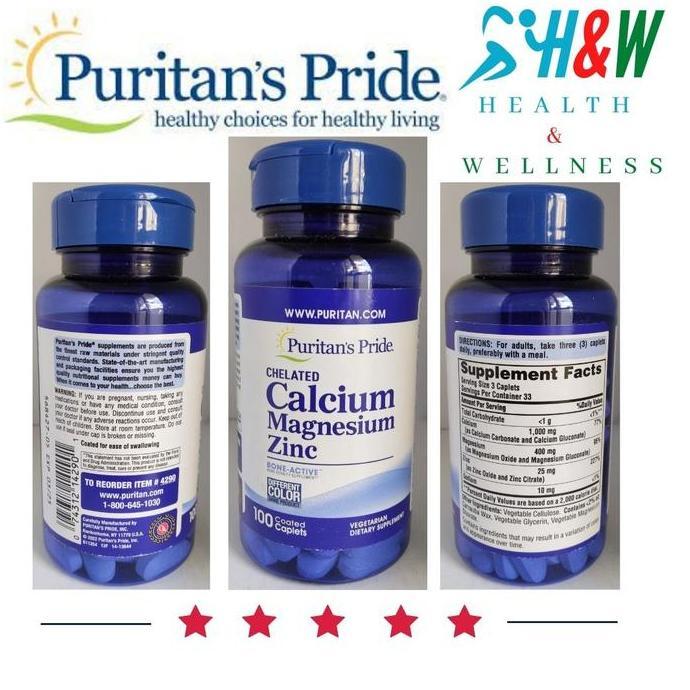 Suplemen Vitamin Puritan Chelated Calcium Magnesium Zinc 100