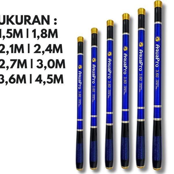 Joran Tegek Aquapro Joran Tegek Ruas Pendek 40Cm Dengan Ukuran 1.5M - 4.5M Bahan Serat Carbon Medium