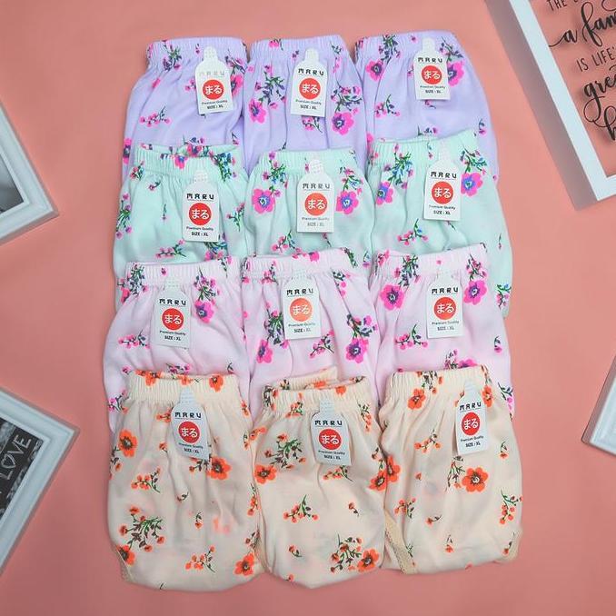 Bahanlembut- Maru Catalog | 6 Pcs & 12 Pcs Celana Dalam Wanita Lusinan Jumbo Bumil Motif Bunga Polka