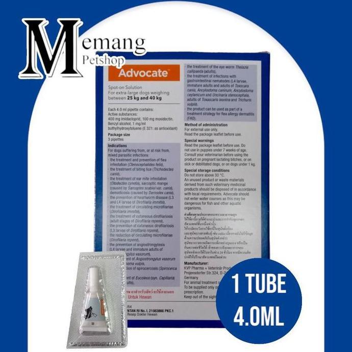 Grosir Advocate Dog Xl 1 Tube - Obat Kutu - Cacing Anjing 25 - 40Kg