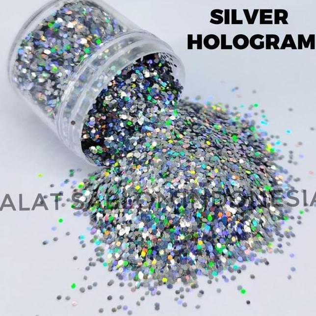 Sier Hologram Glitter Kasar Bubuk Gliter 100Gr 132