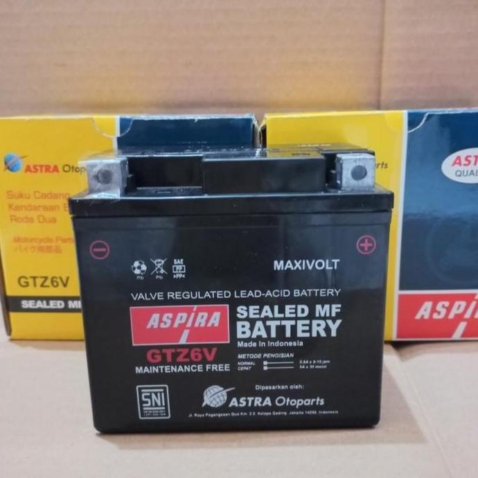 Aki Motor Honda Vario 125, Vario 150 GTZ6V ASPIRA ASTRA Aki kering