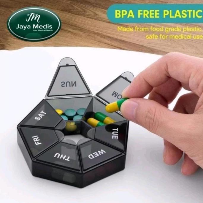 Saveulti- Kotak Obat Pil Mini Portable Bentuk Bulat 7 Sekat