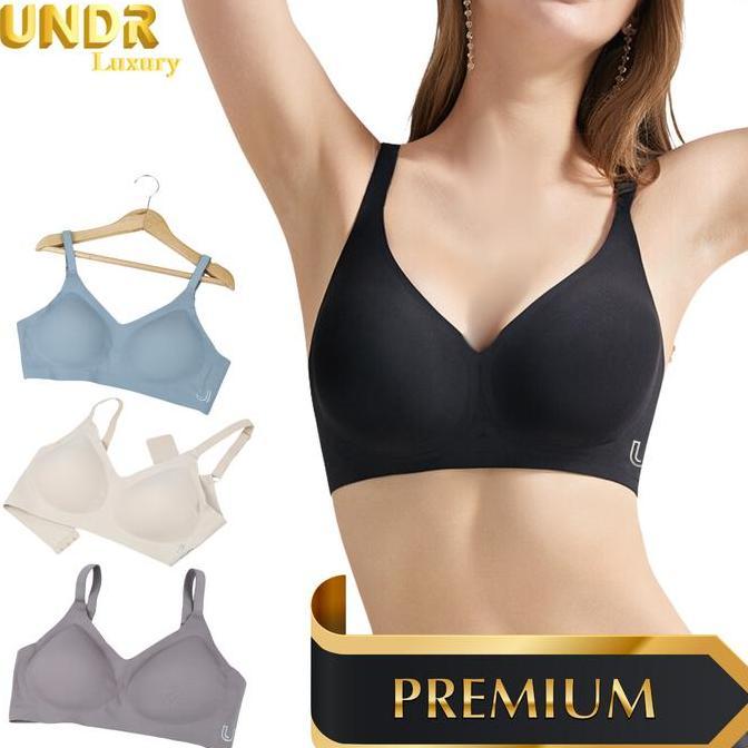 UNDR Seamless Women Bra Lux. Semi Push Up Full Cup Latex Wireless Tanpa Kawat BH Wanita Big Size M -