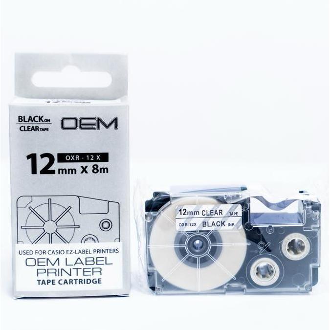 Solid- Oem Tape Ez Label Casio 12Mm Black Ink Clear (Oxr-12X)