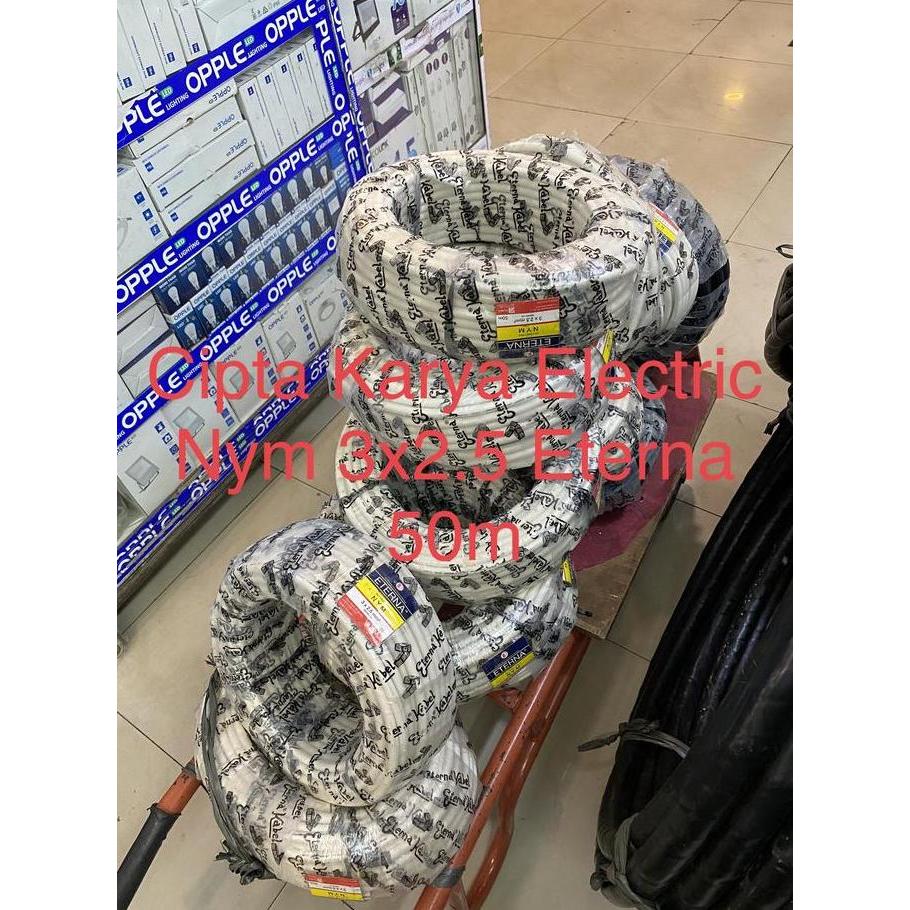Promo Kabel Nym 3x2.5 Eterna / 3x2,5 Eterna 50m Engkel Putih / Eterna 3x2.5 Diskon