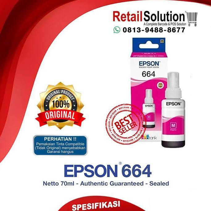 Solid- Tinta Epson 664 Original Magenta - Tinta Printer Epson L120 L310 L360