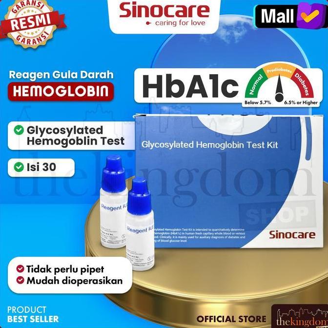 CARMANELO Sinocare PCH-50 Glycosylated Hemoglobin HbA1c Test Kit /30 Refill Strip Reagen Tes Cek Gul