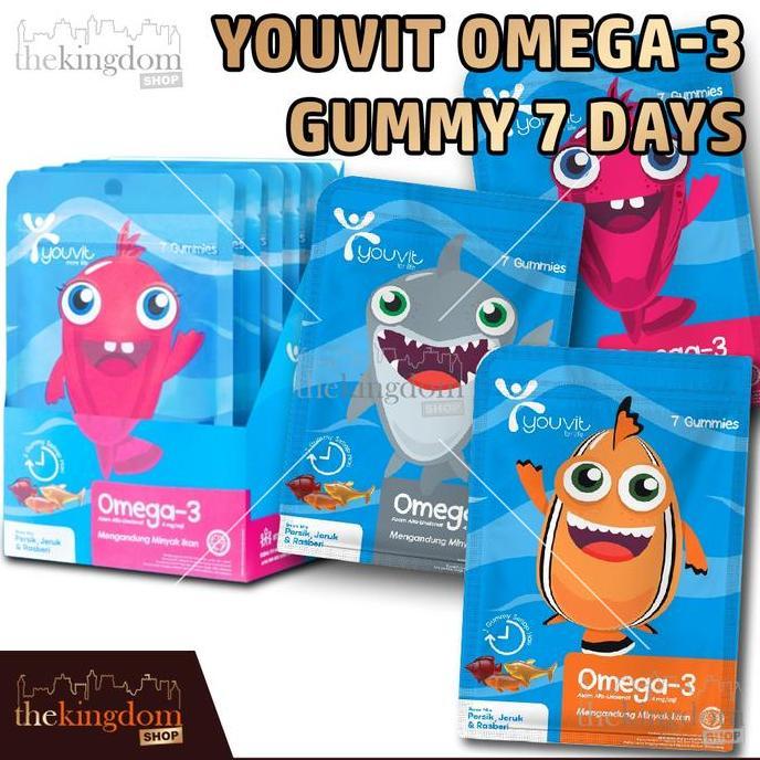 CARMANELO Youvit Omega-3 Gummy Kids 7 Days Box Isi 6 Sachet Vitamin Otak Anak