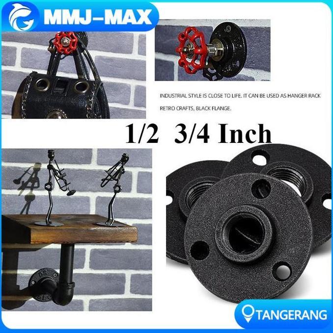 CARMANELO 1/2"  3/4" Flange Drat Besi Cor Fitting Pipa Threaded Antik Untuk Dinding/Lantai Floor Fla