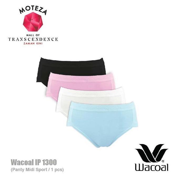 Celana Dalam Wanita - Wacoal Panty Midi Sport - IP 1300 Basic Hitam Katun Nyaman