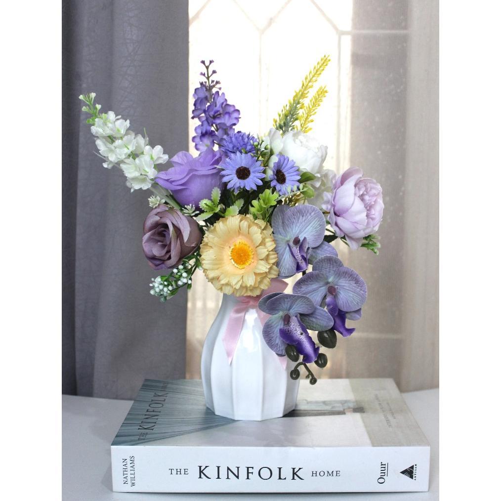 Bijinasi Bunga Candyta  / Set Vas dan Bunga / Vas Bunga Meja Tamu / Bunga Ruang Tamu / Vas Bunga Aes