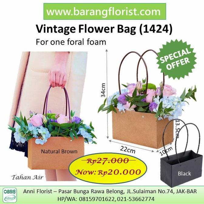Flowandbe- Vintage Flower Bag (1424), Tas Bunga, Kotak Bunga
