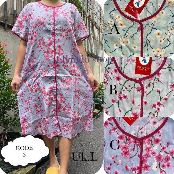 Sleepoi- Daster L Ld 120Cm Katun Sabata Lembut Full Kancing Bunga Pretty