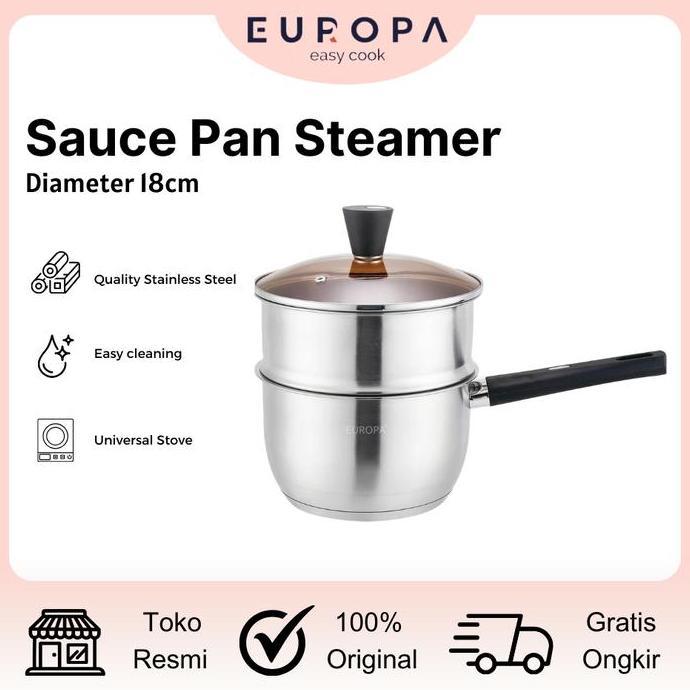 Panci Susu Kukus Steamer Kukus Tebal/ Panci Kukus Dandang Steamer 18cm / Panci Susu Kukus EUROPA