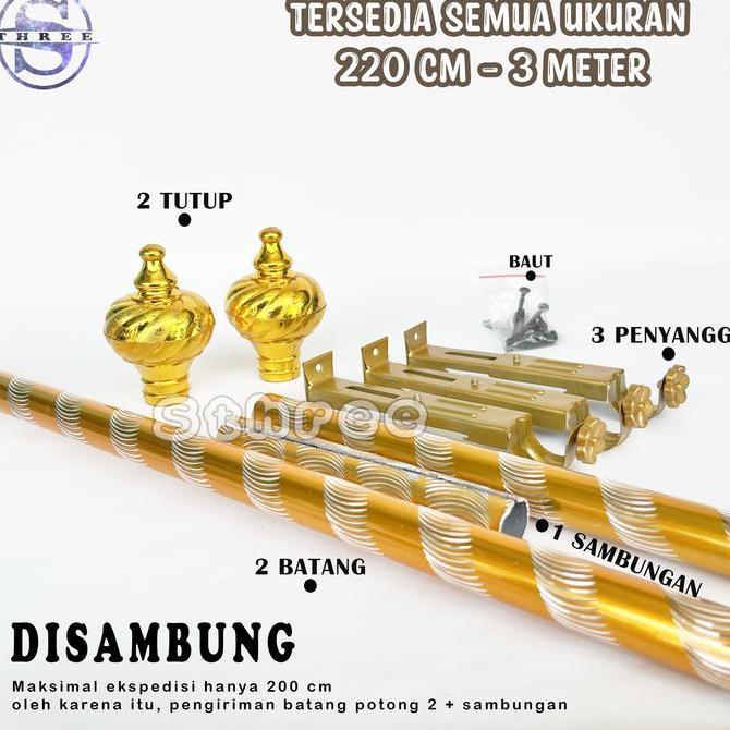 Besi Gorden 250 cm, 300 cm Fullset (termasuk Penyambung Batang)