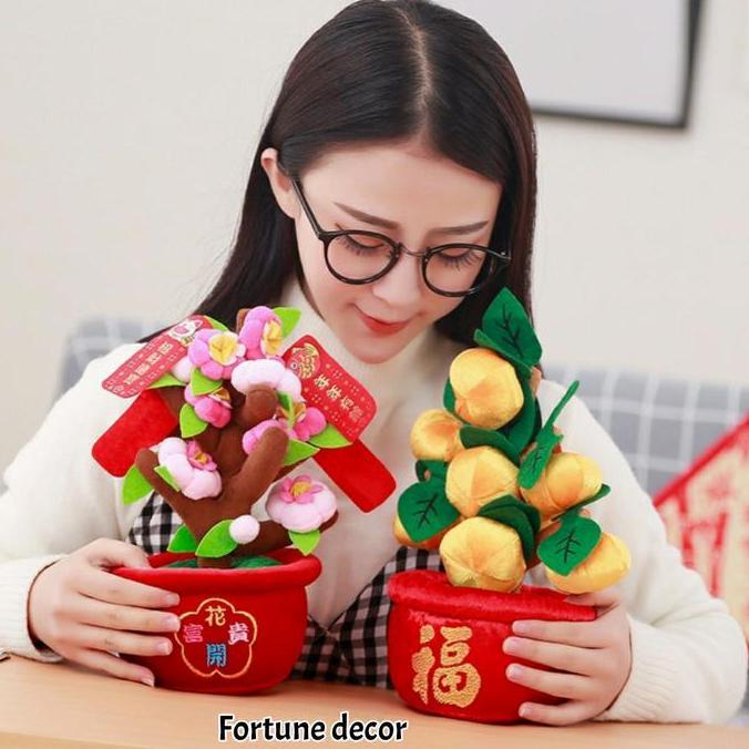 :::::::] Pajangan meja imlek boneka meihua jeruk hiasan chinese new year