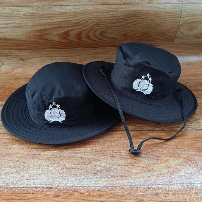 Topi Rimba Hitam Logo Tri Brata POLRI / Topi Rimba Hitam POLRI
