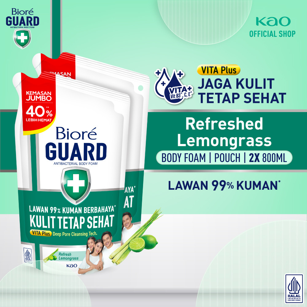 Biore Guard Refreshed Lemongrass 800ml Pouch Twinpack