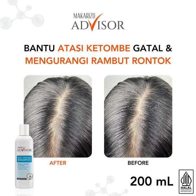 Styling- Makarizo Advisor Clinical Shampoo - Dual Defense Shampoo 200Ml / Sampo Rambut Rontok Dan Ke