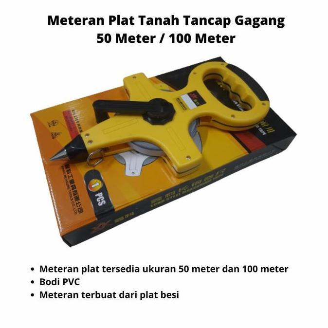 TERBARU - Meteran Plat Rol Roll Tanah Tancap Gulung Gagang 100 m mtr meter