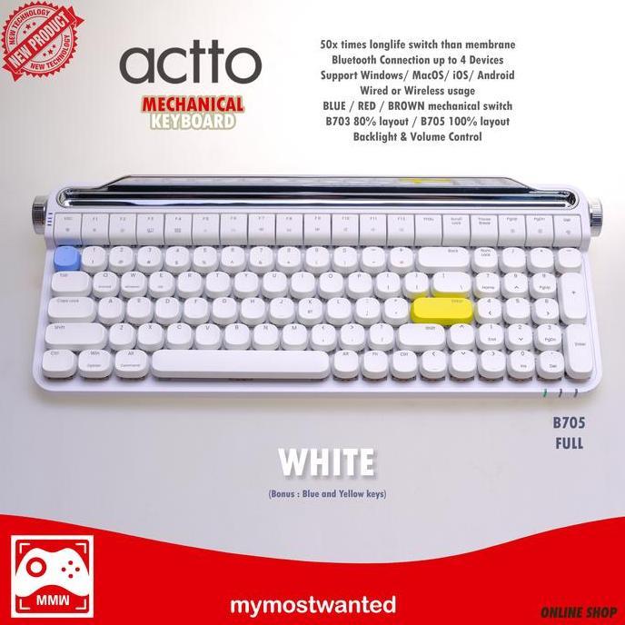 Keyboard Mechanical Premium ACTTO backlit typewriter switch WHITE