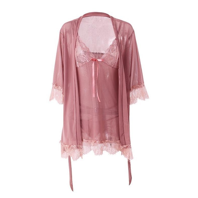 HOT DEALS BT2152 SET KIMONO RENDA + G STRING ONE SET MINI DRESS KOREA SEXY LINGERIE SLEEPWEAR WOMEN