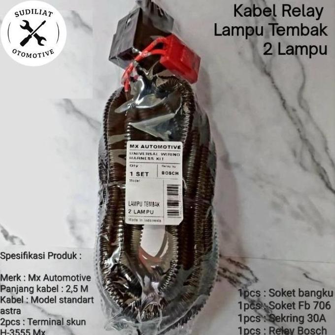 Lansungkirim- Kabel Relay Set Lampu Foglamp / Tembak Mobil + Relay Bosch - 2 Lampu