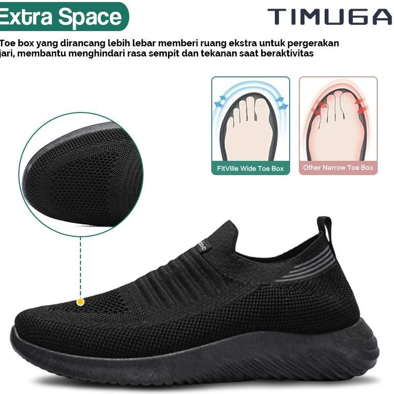 TERLARIS TIMUGA Sepatu Slip On Pria Full Hitam Sepatu Pria Tanpa Tali Outdoor  Sepatu Slop Olahraga 