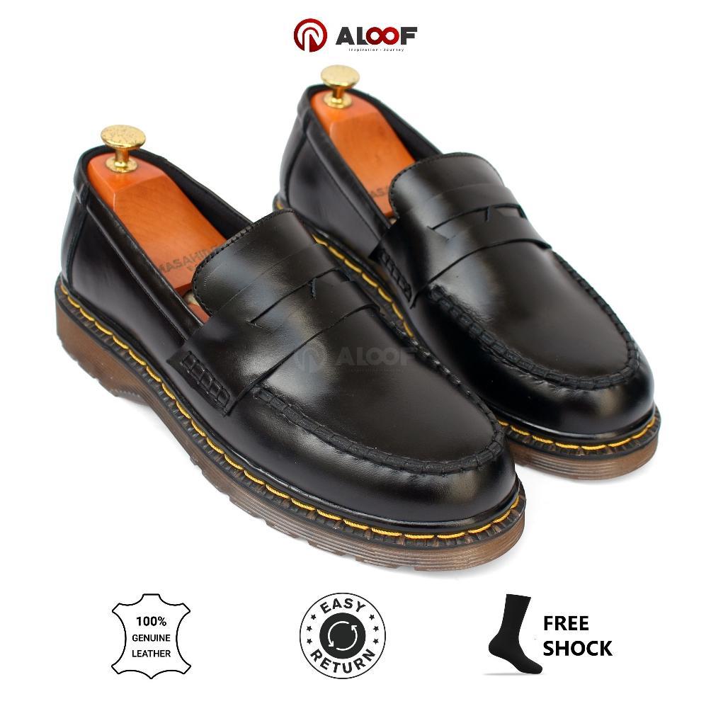 BIG PROMO 38-45 Aloof PENNY Hitam - Sepatu Loafers Pria Kulit Asli Slip On Original Indonesia