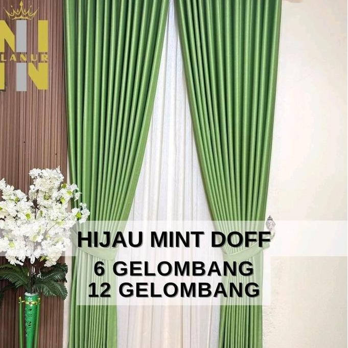 Instancodbisa- Gorden Jendela Minimalis 90% Blackout Warna Hijau Mint Doff