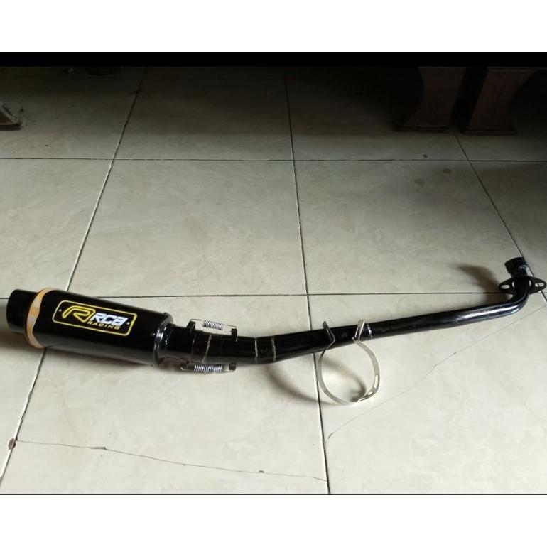 Grade Ori Knalpot Racing Bas Adem Rcb Full Hitam Fullset Tinggal Pasang Cocok Untuk Motor Supra ,Sma