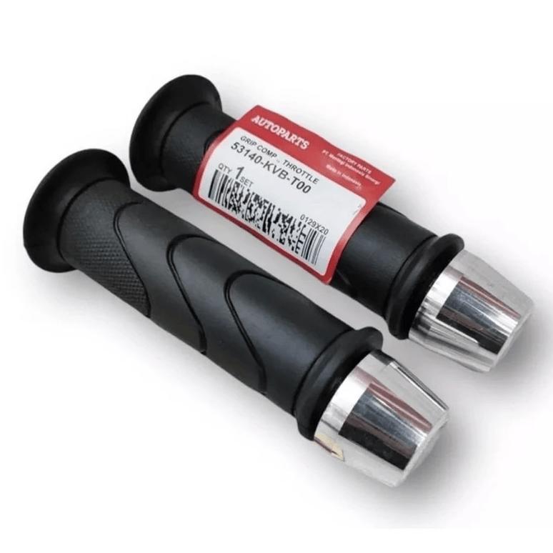 Saless Grip Motor Hand Grip Model Standar Honda + Jalu Stang Stir Chrome Handgrip Handfat Hitam Hand