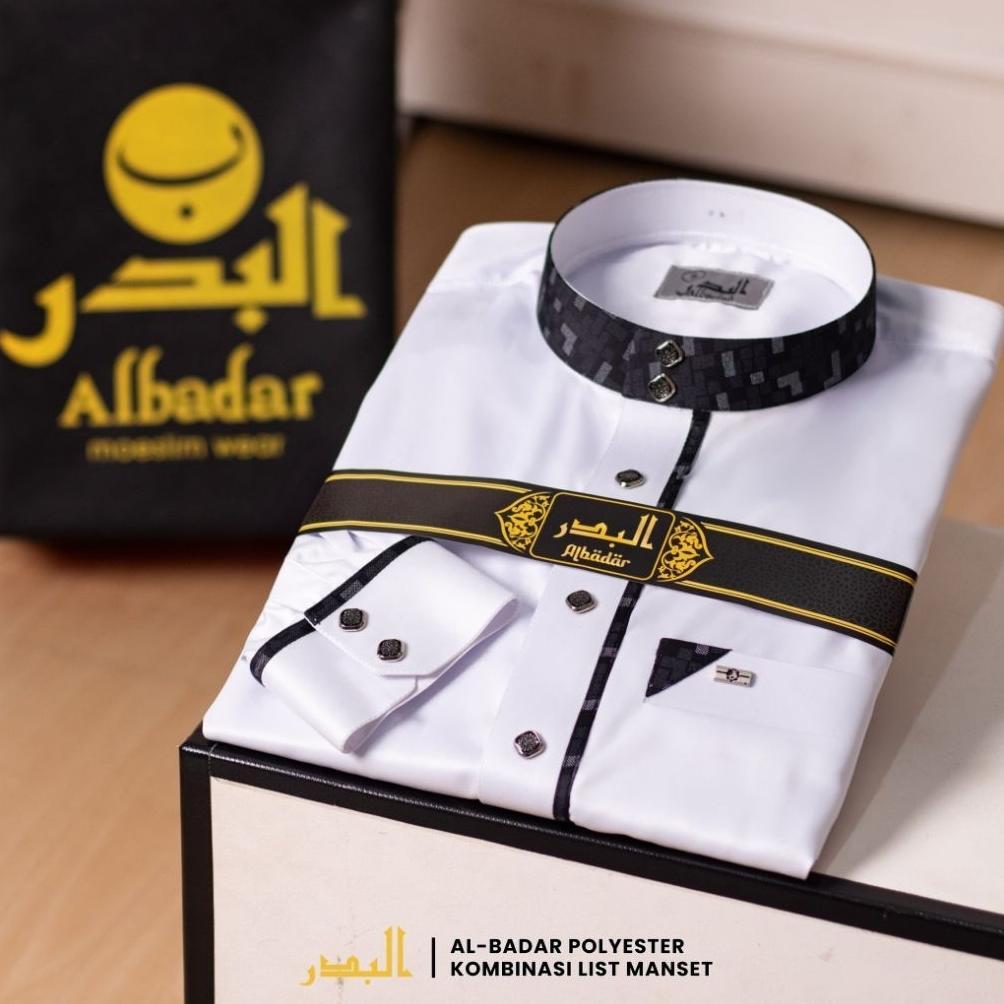 PREMIUM JUBAH ALBADAR POLYESTER KOMBINASI LENGAN MANSET MOTIF KEREN JUBAH PRIA GAMIS DEWASA JUBAH AL