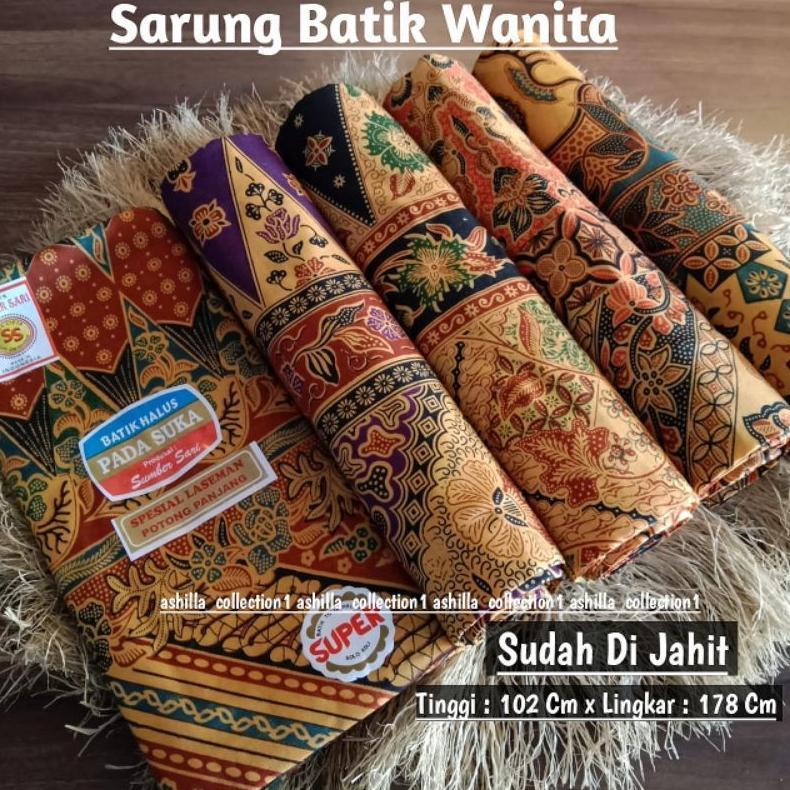 PREMIUM PAKET 5 PCS SARUNG BATIK WANITA SUDAH DI JAHIT UNTUK IBU MELAHIRKAN MERK PADASUKA TERLARIS
