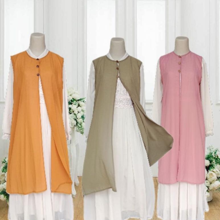 BIG SALE RR outer cardigan ceruty panjang tanpa lengan outer cardigan ceruty premium grosir