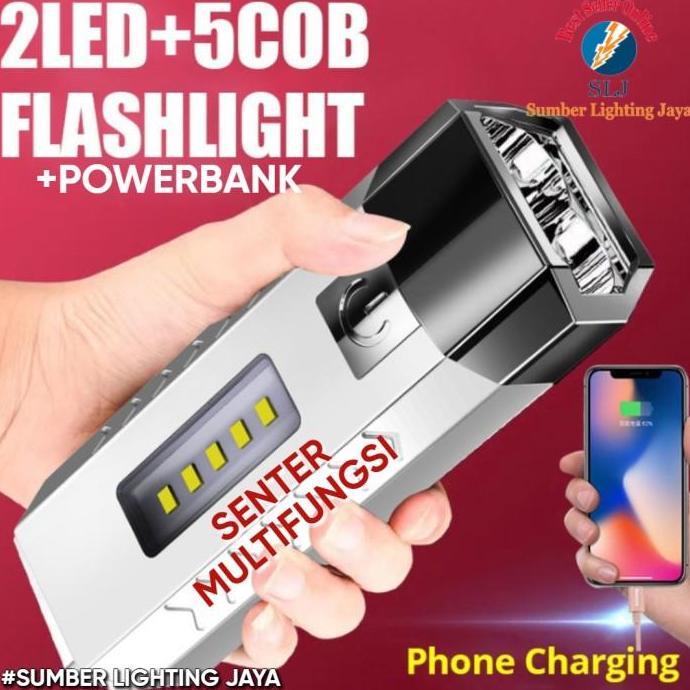 Lightwoll- Senter Led 2 Mata Multifungsi Flashlight Dan Powerbank 10000Mah