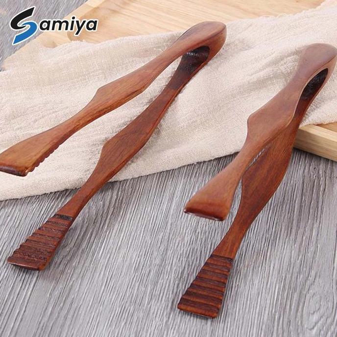 Instancodbisa- Capitan Makanan Kayu / Wooden Food Tong Clip Bbq Meat Bread Dessert