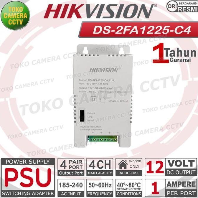 Instancodbisa- Power Supply Hikvision 4 Kamera Adaptor Cctv 4 Kamera Hikvision