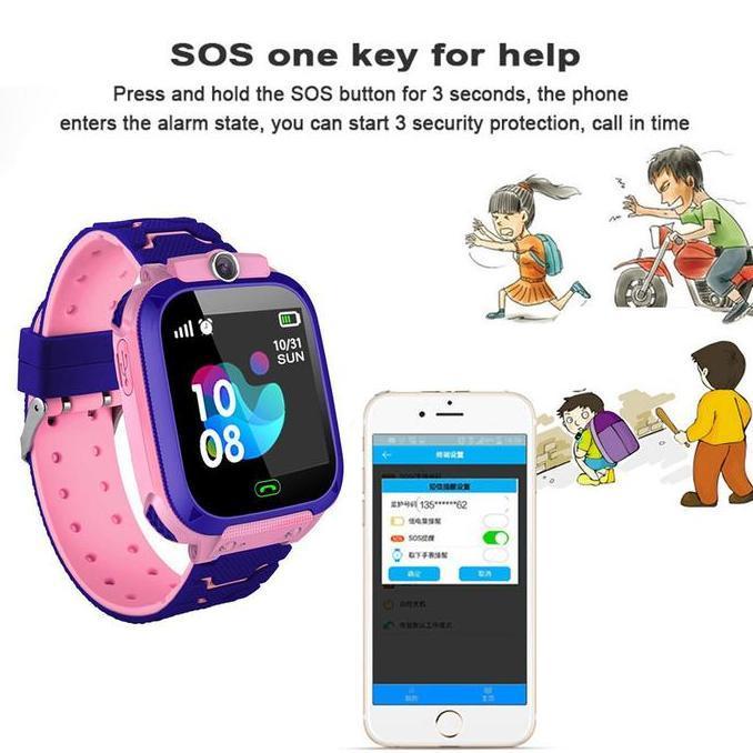 Jam Tangan Anak Anti Air untuk telepon / voice call anak Kids Smart Watch Waterproof Q12 GPS Digital