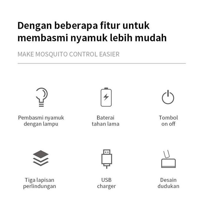 HAN RIVER Raket nyamuk 2 in 1 Mosquito killer HRDWP01WT putih Baterai Listrik Ungu