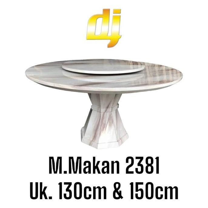 Terlaris Meja Makan Marmer Bulat Import Diameter 150Cm Set Putaran - Full Marmer - Only Meja