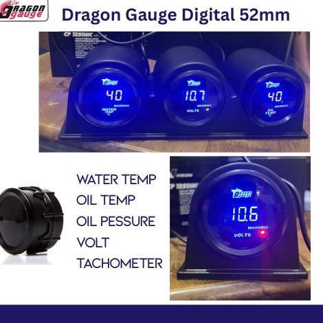 Daeloos - Digital Gauge Indikator Mobil Dragon Gauge Water Temp Gauge Oil Temp Oil Press Gauge Voltm