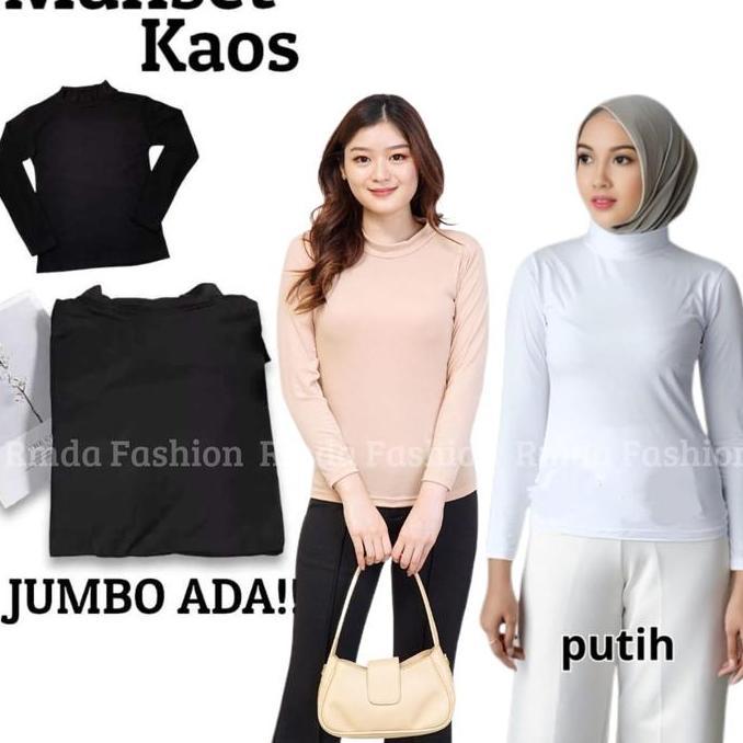 DS265 - MANSET ATASAN WANITA KRAH TINGGI MANSET POLOS MANSET BAHAN  dalaman  muslim  panjang  dewasa