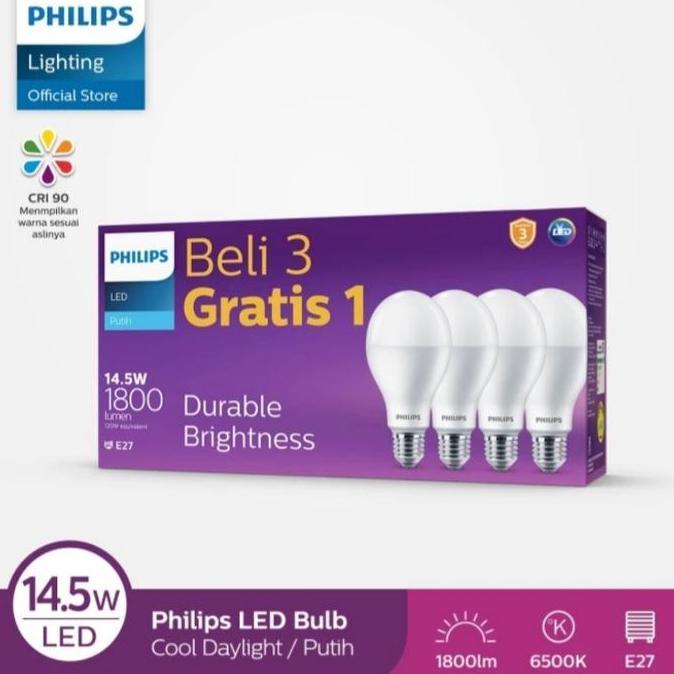 Philips Lampu LED 14.5 Watt PROMO Beli 3 Gratis 1