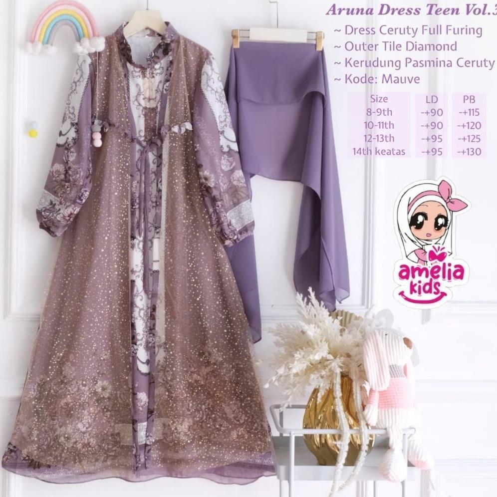 BEST SELLER ARUNA #3 DRESS KIDS BY AMELIA ORIGINAL BEST SELLER BAJU ANAK PEREMPUAN DRESS/ GAMIS +JIL