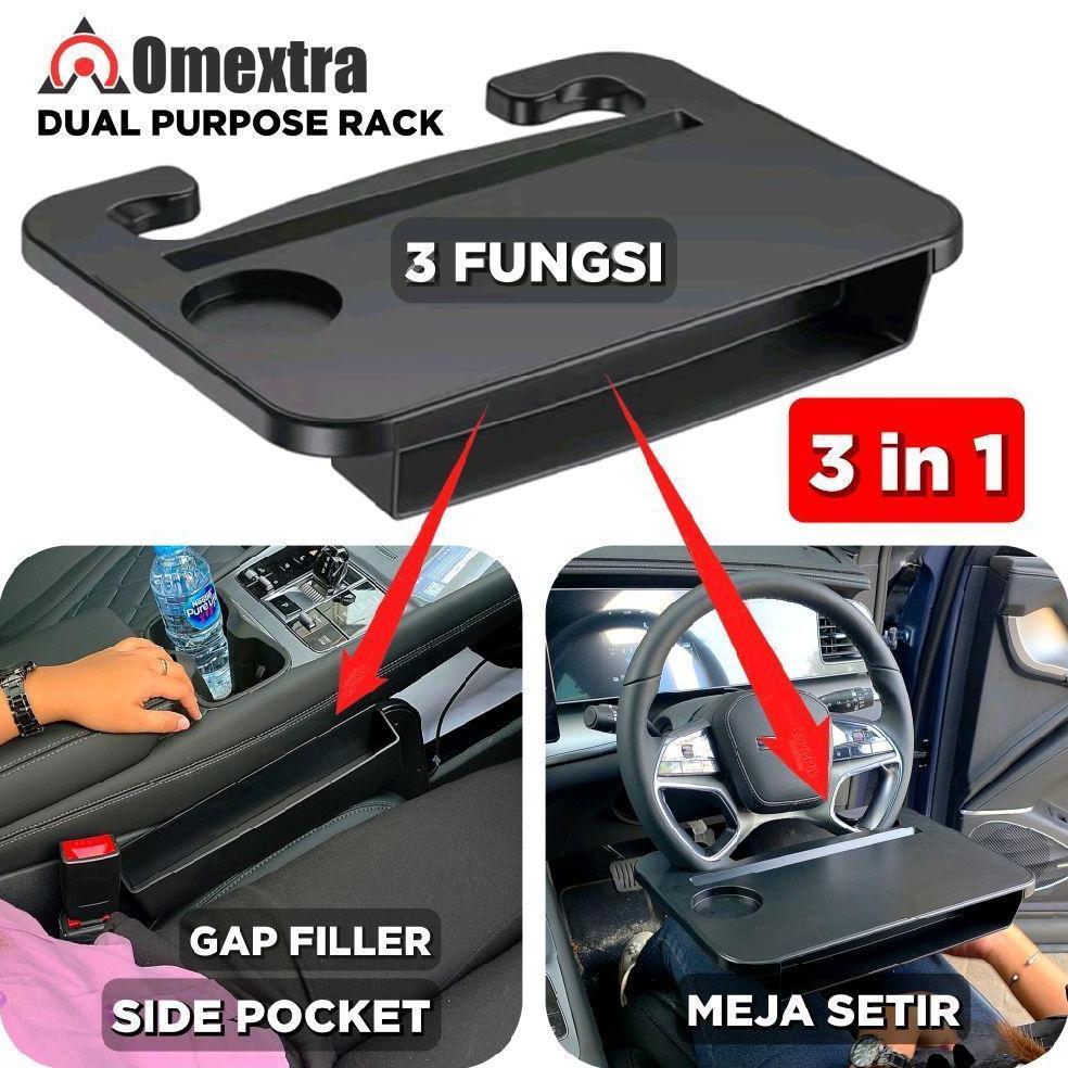 3 in 1 Omextra Meja Setir Mobil Side Pocket Jok Gap Filler Pengisi Celah Jok Mobil Car Seat Organize