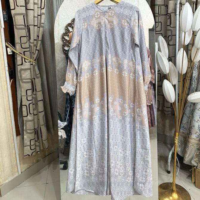 Instancodbisa- Gamis Silk Raya Motif Aulia Terbaru (Hanya Gamis)