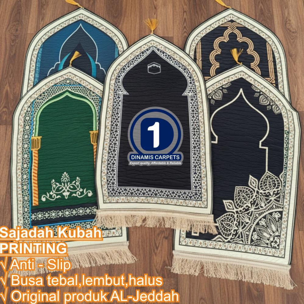 ORIGINAL SAJADAH TEBAL EMPUK PREMIUM - ANTI SLIP, SAJADAH KUBAH PRINTING MOTIF KUBAH UK 50X100