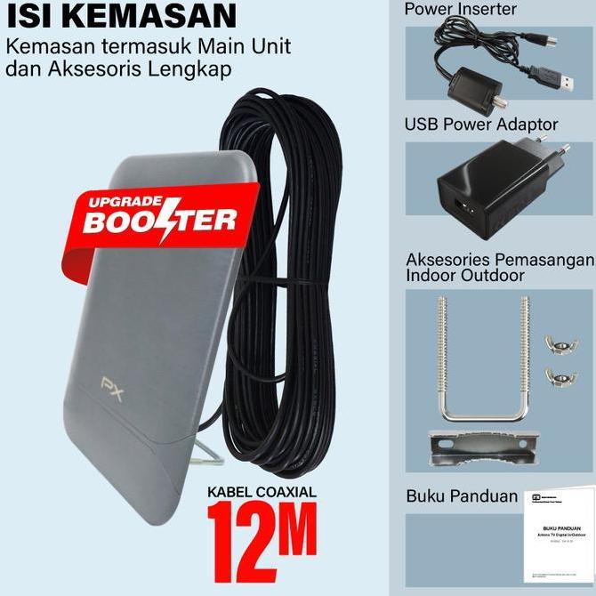 Instancodbisa- Antena Tv Digital Indoor Outdoor Dvt2 Antenna Booster 4K Px Da-6120